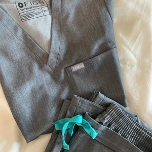 Figs XXS Grey Scrubs Blue tie